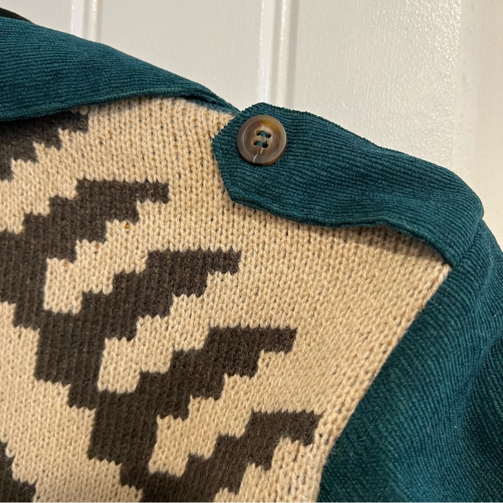 Davi & Dani Kendra Corduroy Shacket Jacquard Sweater Knit Back. Size Small. NWOT - Picture 5 of 11